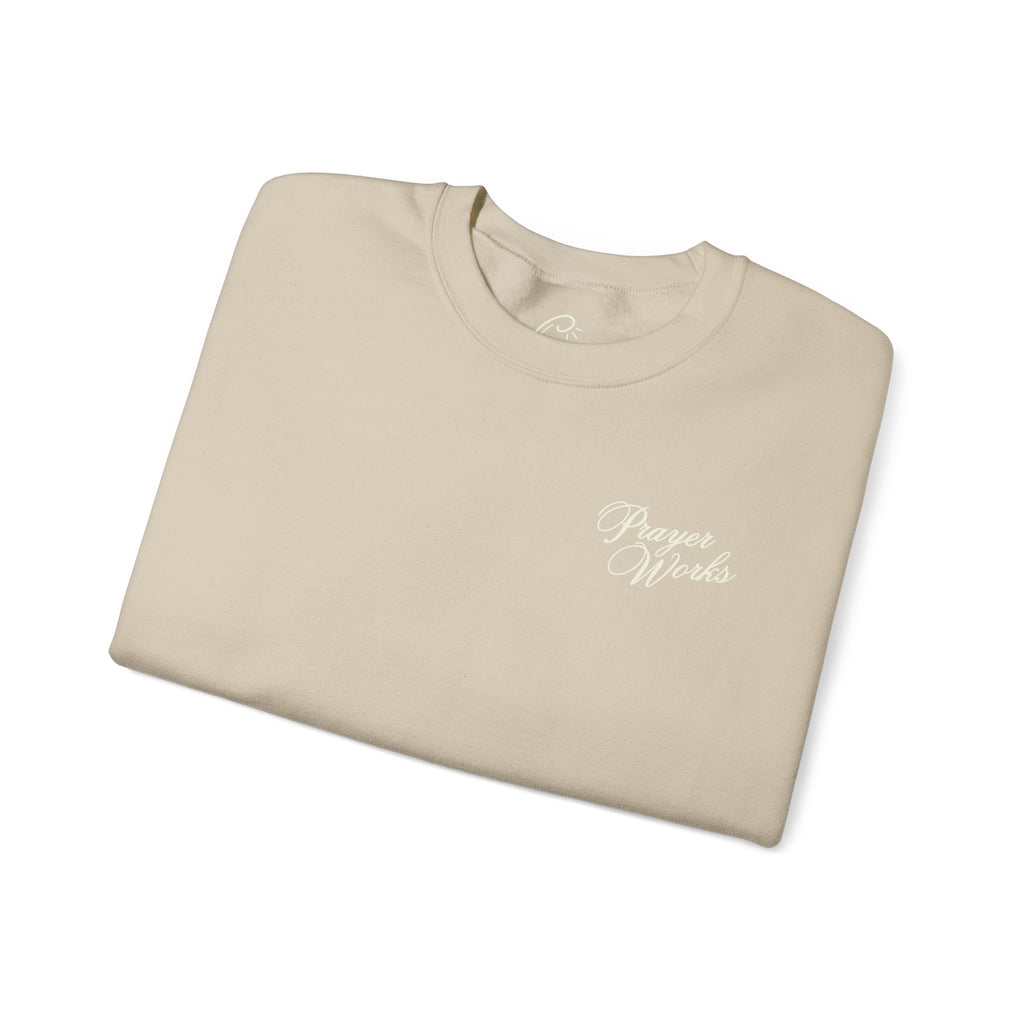 Prayer Works Crewneck Sweatshirt | Faith Cross Graphic Pullover