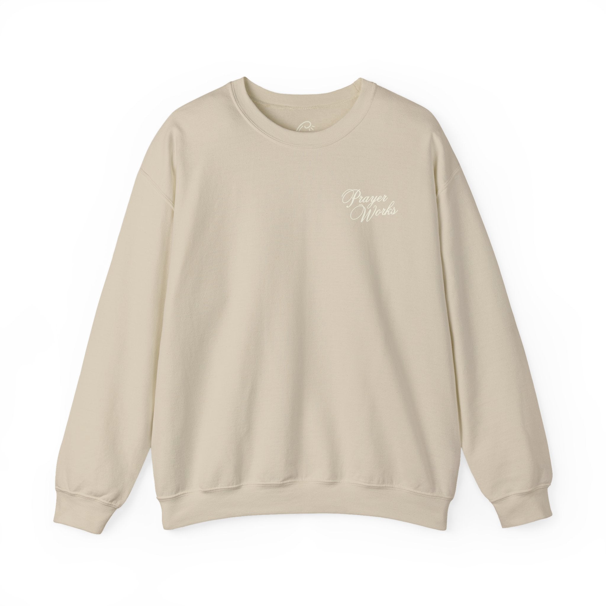 Prayer Works Crewneck Sweatshirt | Faith Cross Graphic Pullover