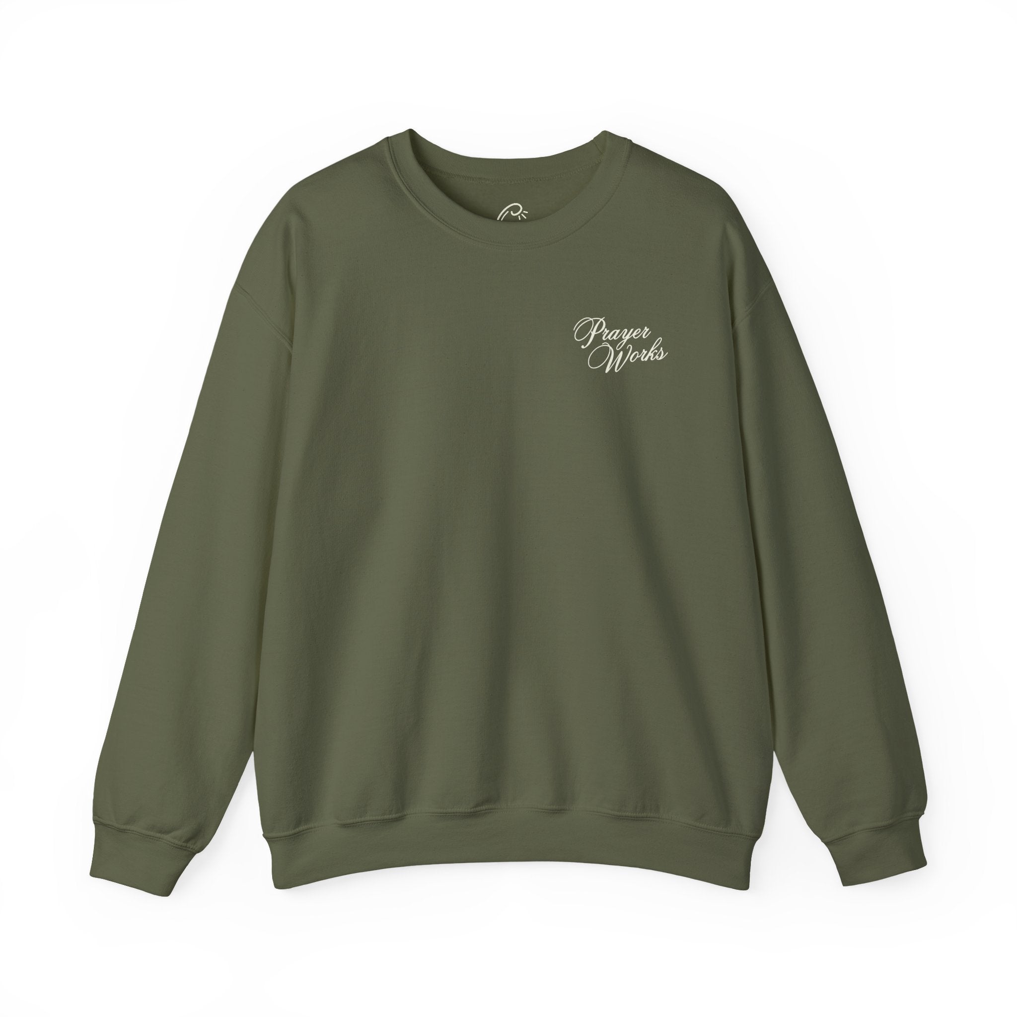 Prayer Works Crewneck Sweatshirt | Faith Cross Graphic Pullover